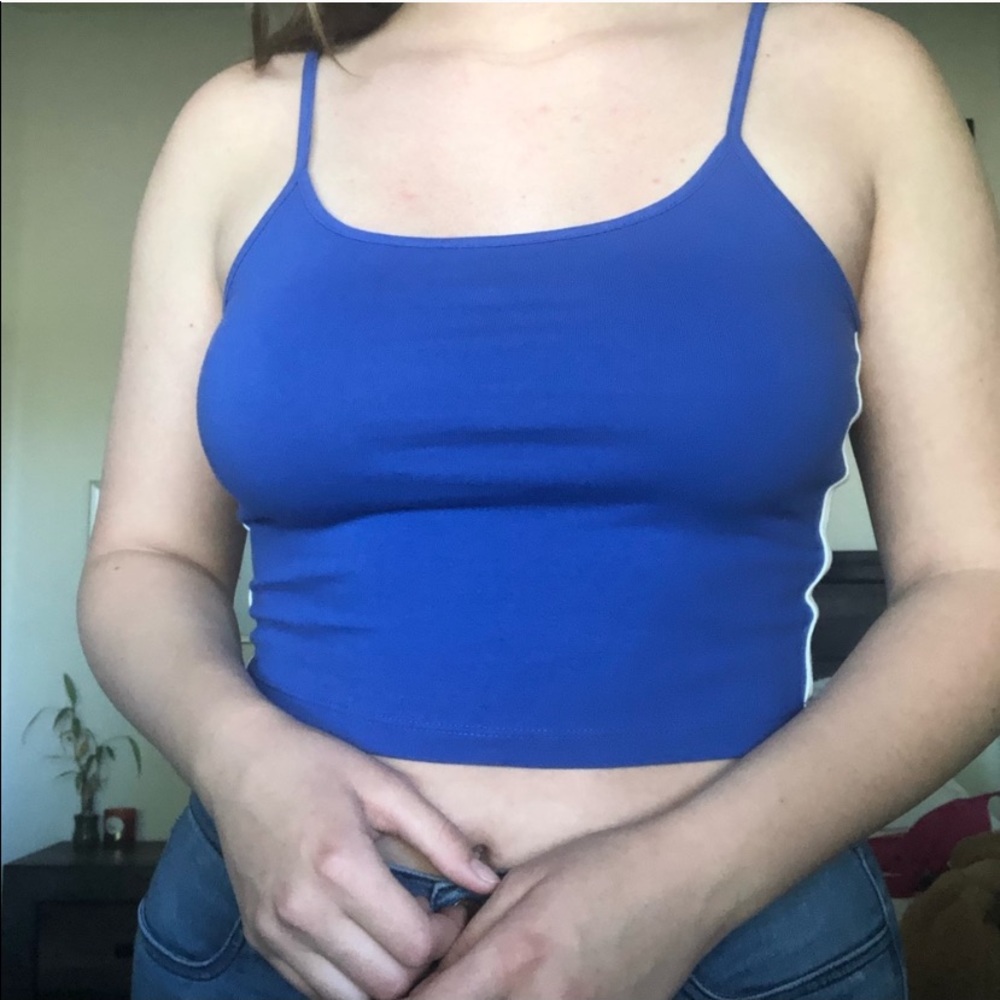 Forever 21 Royal Blue White Stripe Tank Top